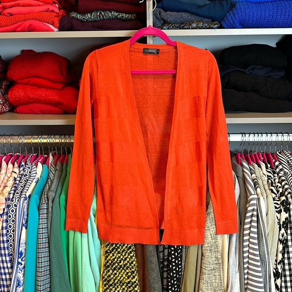 The Limited orange long sleeve open front semi sheer cardigan size XS - Picture 1 of 3